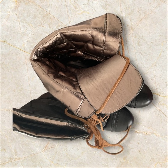 For all Mankind Ankle Boot Black Leather Lace Up Vintage Boho Goth Witchy SZ 38 - Picture 10 of 12